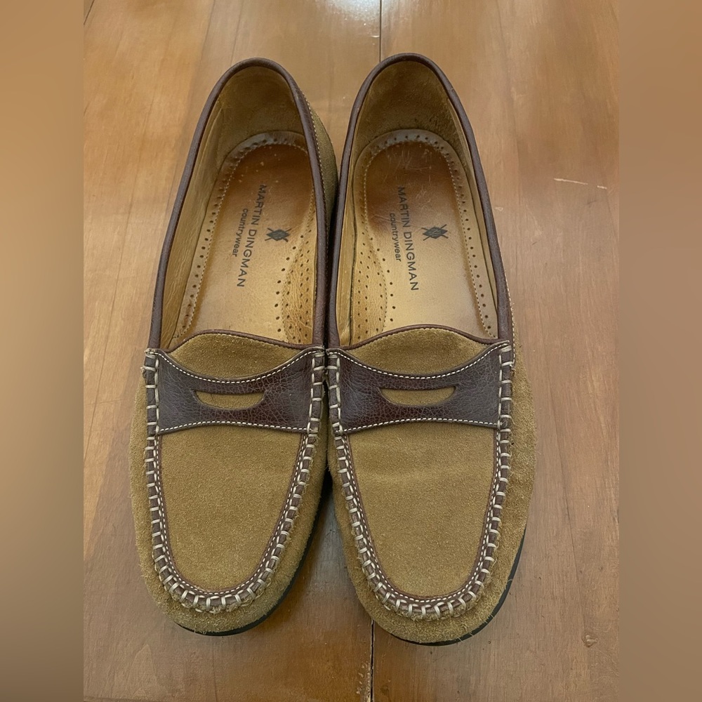 Martin Dingman 10.5 brown suede loafers